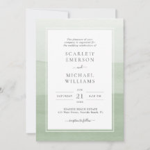 Convite de Casamento Aquarela Sage Moderno