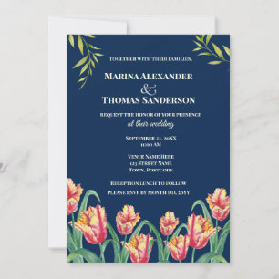 Convite de Casamento Aquarela Tulipas Papagaio Ama