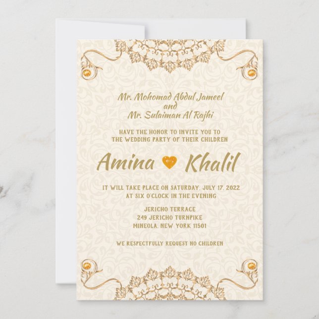 CONVITE DE CASAMENTO ÁRABE - Convite de Noivado (Frente)