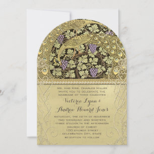 Convite de Casamento Arco Art Nouveau Pavão