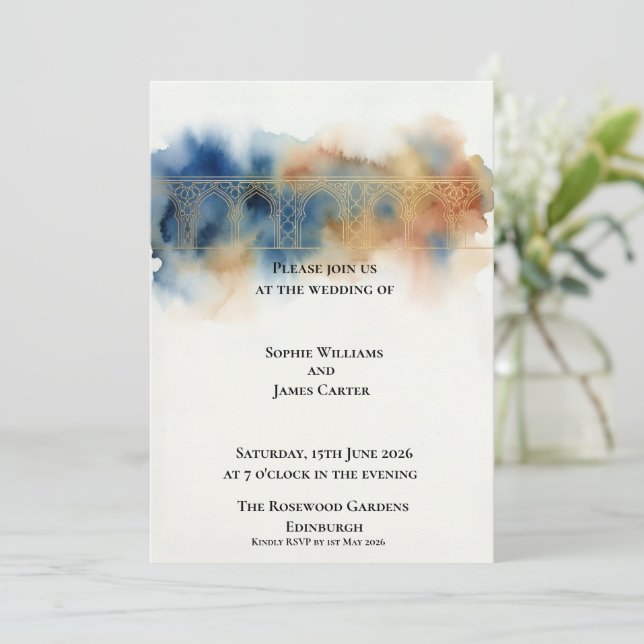 Convite de Casamento Arco Boho Marroquino (Em pé/Frente)