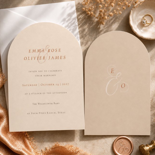 Convite de Casamento Arco de Areia Romântico (Romantic Sand Arch Wedding Invitation)