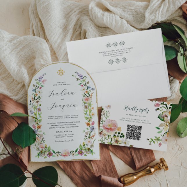Convite de Casamento Arco de Flor Silvestre (Criador carregado)