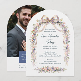 Convite de Casamento Arco de Flor Silvestre Pastel
