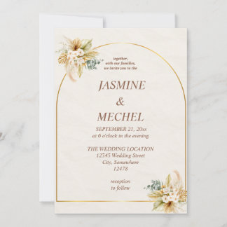 Convite de Casamento Arco de Grama de Pampas Boho