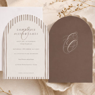 Convite de Casamento Arco Marrom Cacau Minimalista