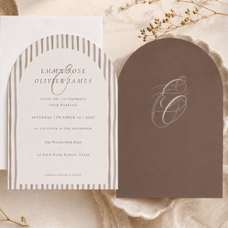 Convite de Casamento Arco Marrom Cacau Minimalista