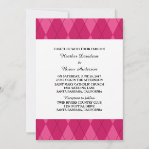 Convite de casamento Argyle Rosa