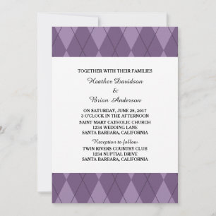 Convite de casamento Argyle Roxo