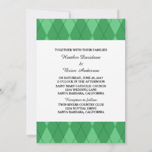 Convite de casamento Argyle Verde