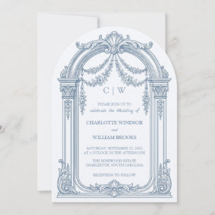 Convite de Casamento Arqueado Azul Poeirento Barro