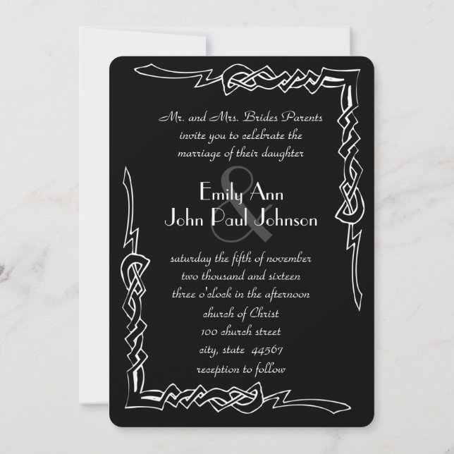 Convite de Casamento Art Déco com Monograma (Verso)