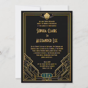 Convite de Casamento Art Deco Estilo Gatsby