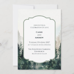 Convite de Casamento Art Déco Floresta Verde Sálvi