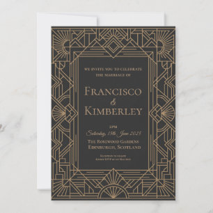 Convite de Casamento Art Déco Ouro Preto