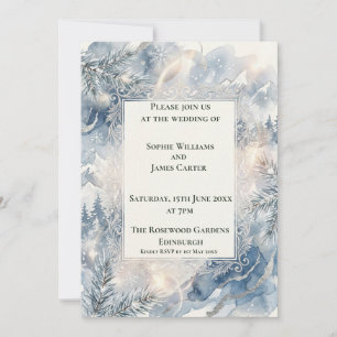 Convite de Casamento Art Déco Pérola Azul