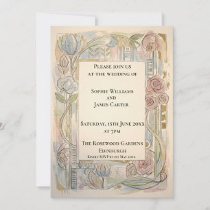 Convite de Casamento Art Nouveau Botânico de Pêsse