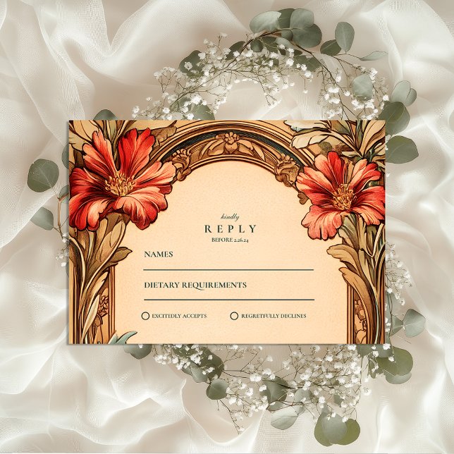 Convite de Casamento Art Nouveau com Arco Ornament (Criador carregado)