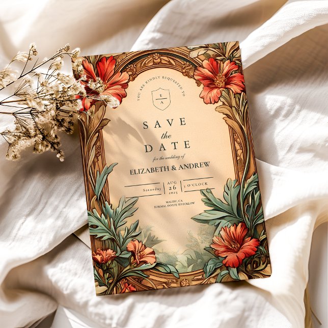 Convite de Casamento Art Nouveau com Arco Ornament (Criador carregado)