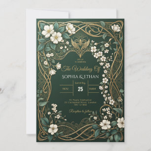 Convite de Casamento Art Nouveau Esmeralda
