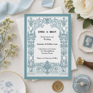 Convite de Casamento Art Nouveau Ornamentado Vin
