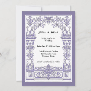 Convite de Casamento Art Nouveau Ornamentado Vin