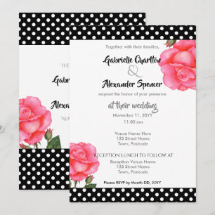 Convite de Casamento Arte Floral Rosa em Aquarela