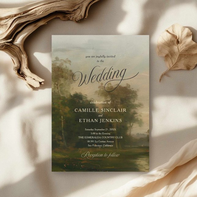 Convite de Casamento Arte Paisagem (Old Money Elegant Wedding Invitation)
