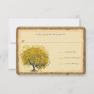 Convite de Casamento Árvore Coração Amarelo Capric