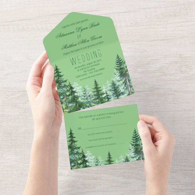 Convite de Casamento Árvore de Natal (Aba destacável)