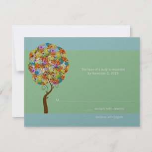 Convite de Casamento Árvore do Amor Flor Azul Água