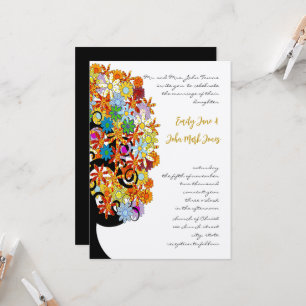 Convite de Casamento Árvore do Amor Flor Colorida