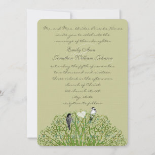 Convite de Casamento Árvore Redemoinho Verde Pássa