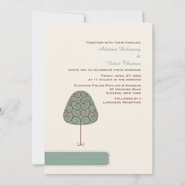Convite de Casamento Árvore Sinuosa (Frente)