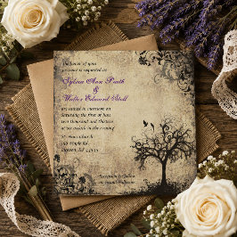 Convite de Casamento Árvore Vintage Plum New Life
