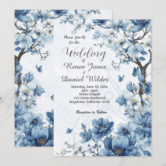 Convite de Casamento Asiático com Flor de Cerejeir