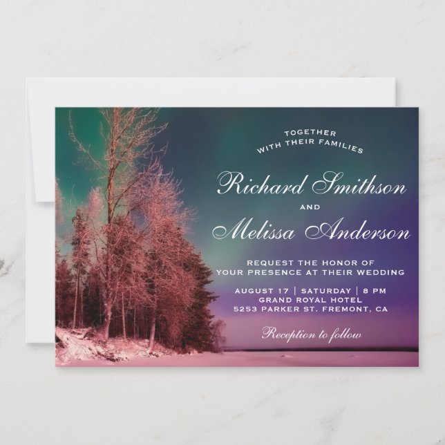 Convite de Casamento Aurora Forest Luzes do Norte (Frente)