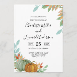 Convite de Casamento Autumn Fall Pumpkins