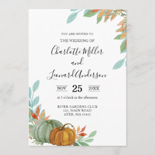 Convite de Casamento Autumn Fall Pumpkins