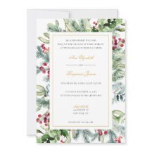 Convite de Casamento Ava Winter Greenery com RSVP