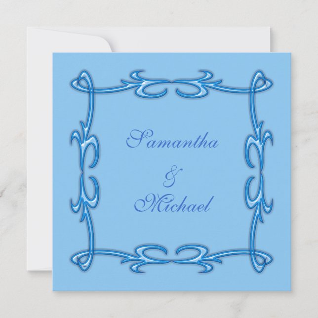 Convite de casamento azul (Frente)