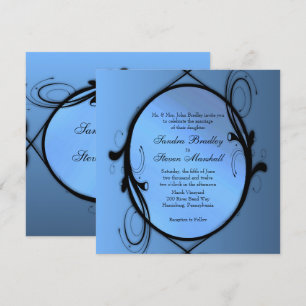 Convite de Casamento Azul Chique