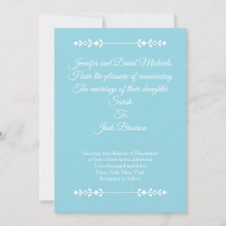 Convite de casamento azul claro e branco moderno