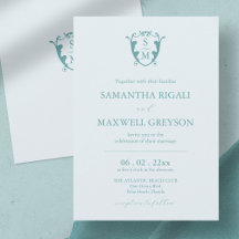 Convite de Casamento Azul Claro Personalizável com