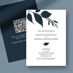 Convite de Casamento Azul com Código QR
