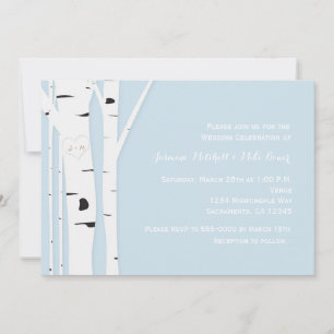 Convite de Casamento Azul Coração de Árvore de Bét