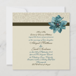 Convite de casamento azul da flor da cerceta