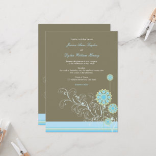 Convite de casamento Azul da Flor de Neve