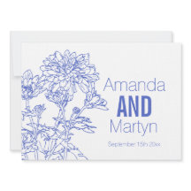 Convite de casamento azul do crisântemo de casamen