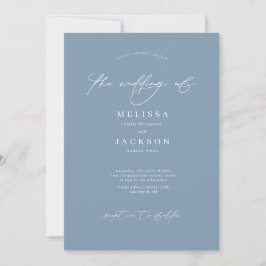 Convite de Casamento Azul Dusty, com script minima